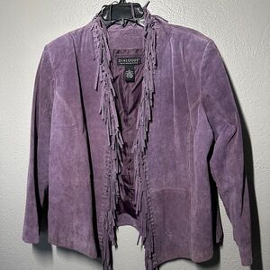 Dialogue Lavender Suede Fringe Blazer